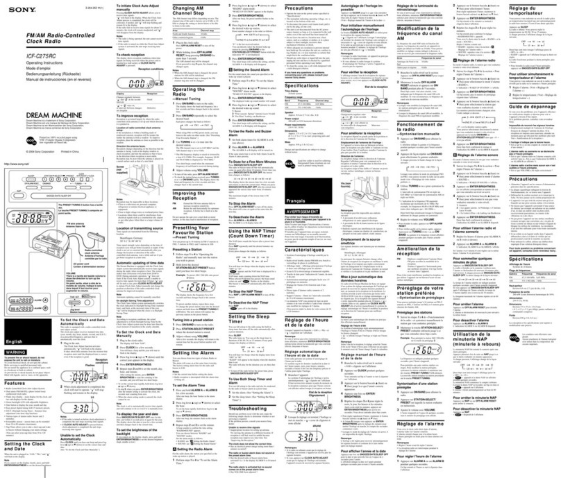 Sony ICF-C275RC Operating Instructions  (primary... User manual