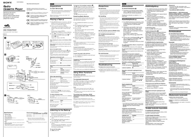 Sony Walkman WM-FX493 User manual