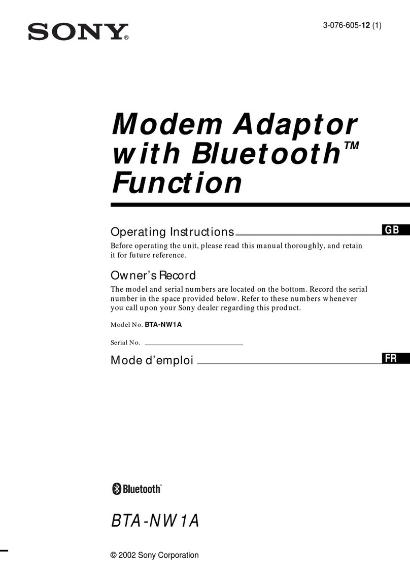 Sony BTA-NW1A - 56 Kbps Modem User manual