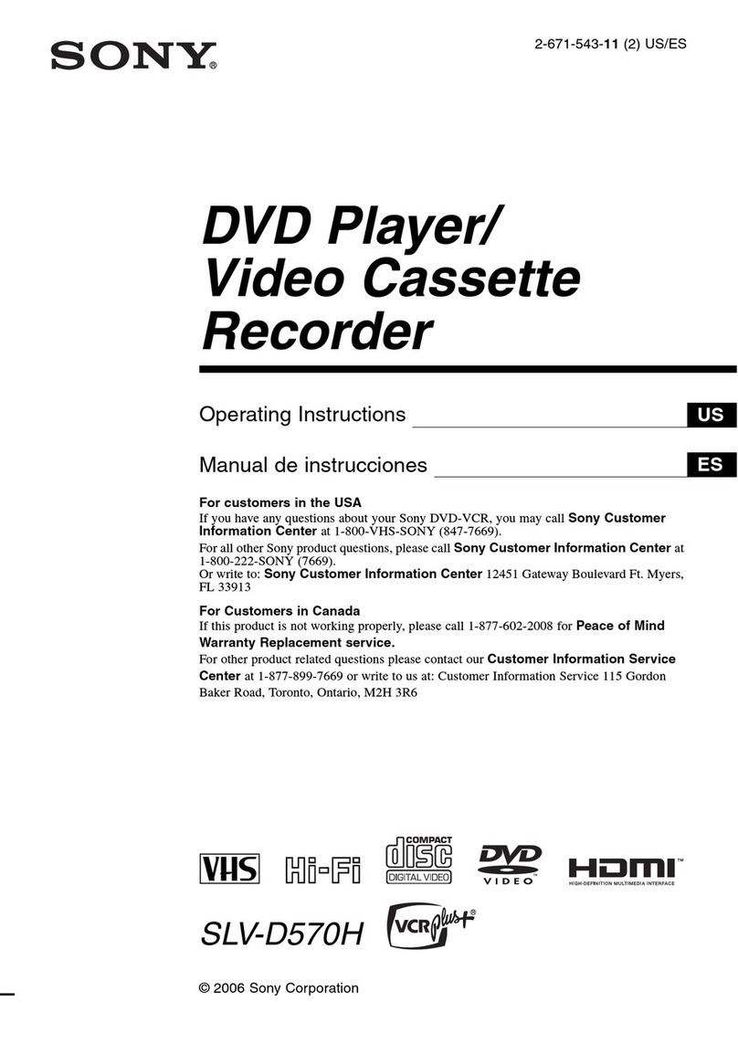 Sony SLV-D570H - Dvd Player/video Cassette... operating instructions