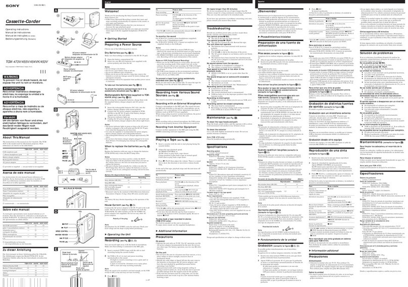 Sony TCM-453V Operating Instructions  (primary... User manual