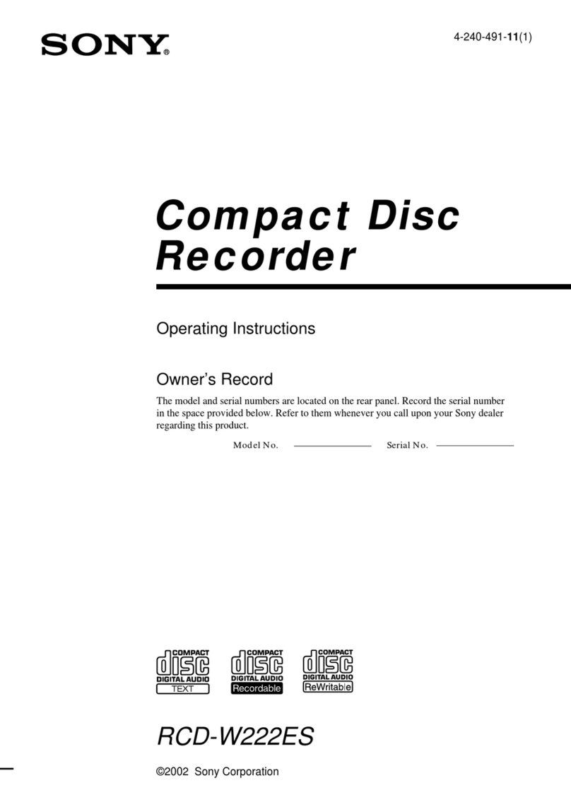 Sony RCD-W222ES - Cd/cdr Recorder operating instructions