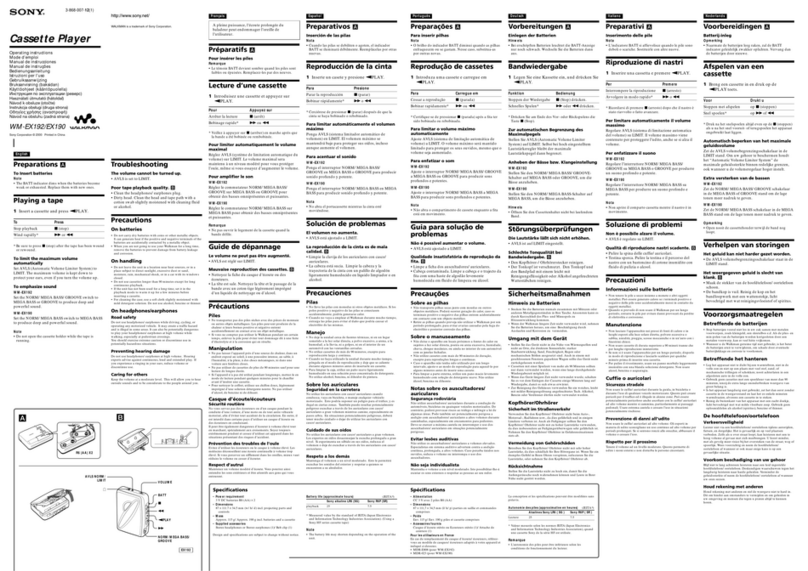 Sony WM-EX190 - Walkman Cassette Player User manual Sony WM-EX190 - Walkman Cassette Player User manual