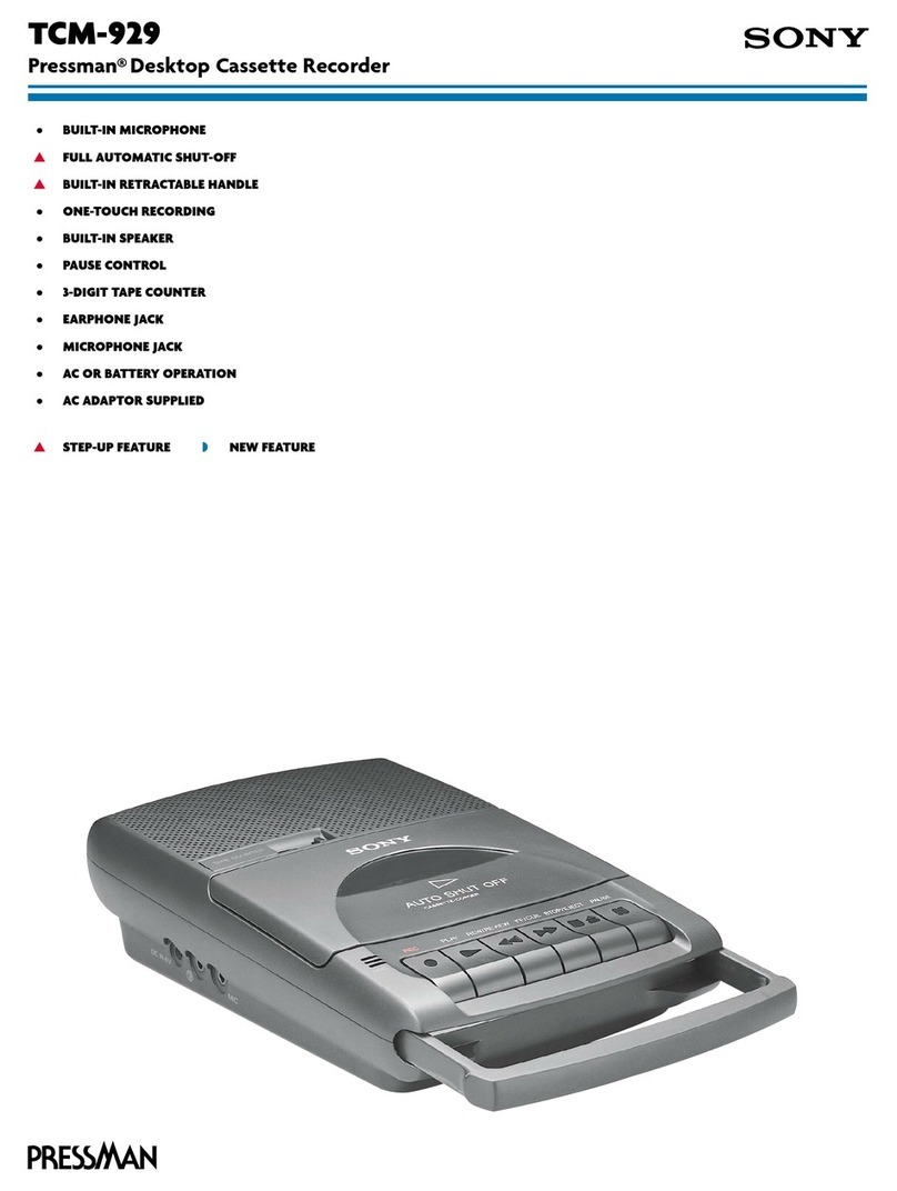 Sony Pressman TCM-929 Specifications