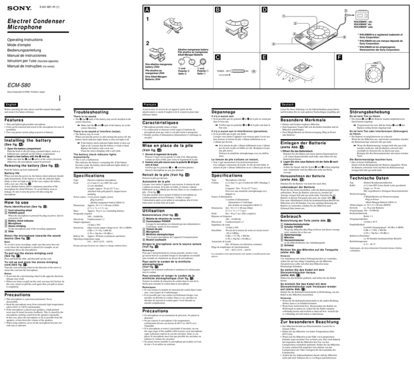 Sony ECM S80 User manual Sony ECM S80 User manual
