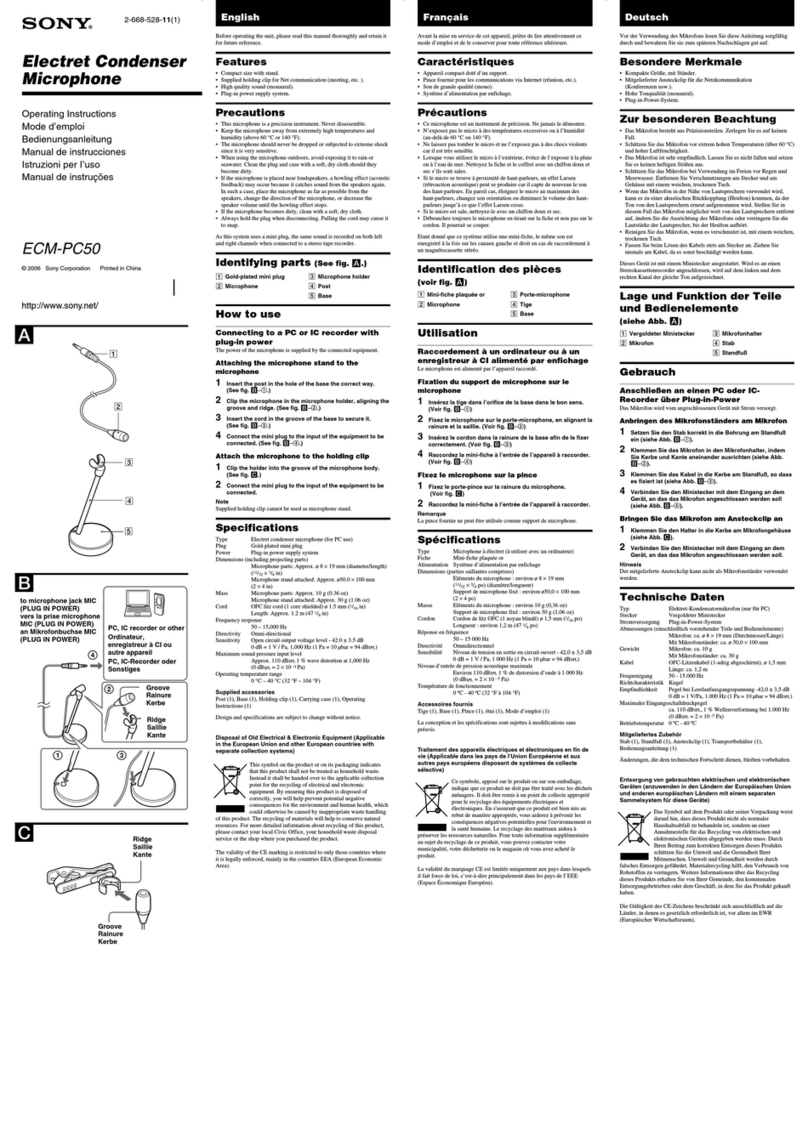 Sony ECM PC50 operating instructions