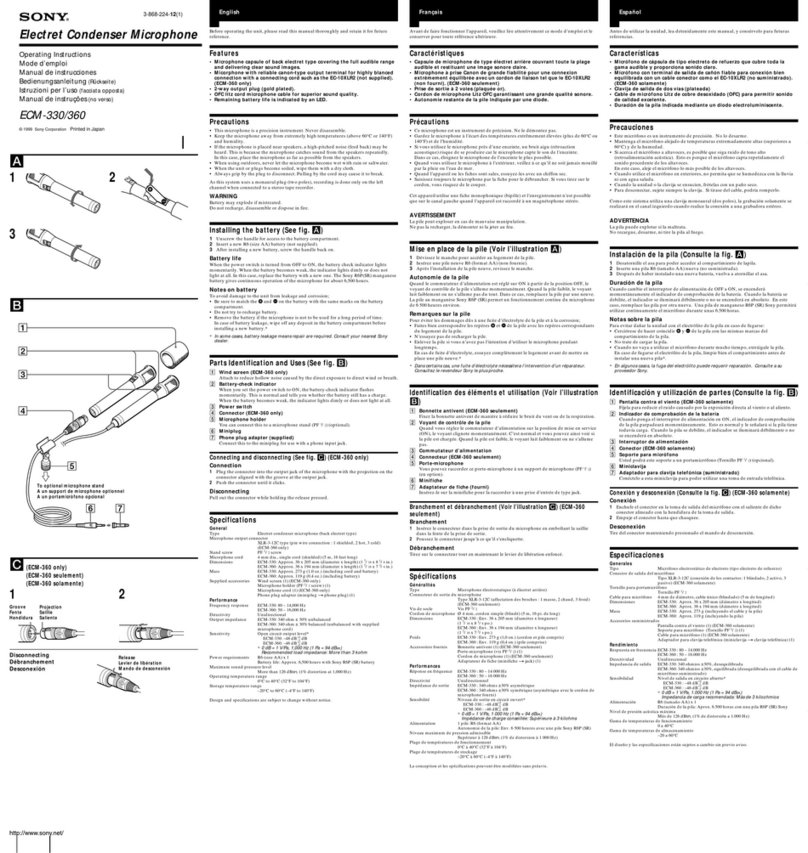 Sony ECM 330 operating instructions