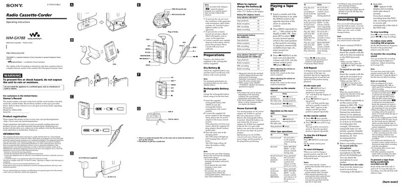 Sony Walkman WM-GX788 User manual