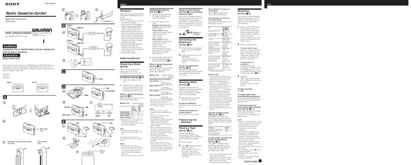 Sony Walkman WM-GX652 User manual