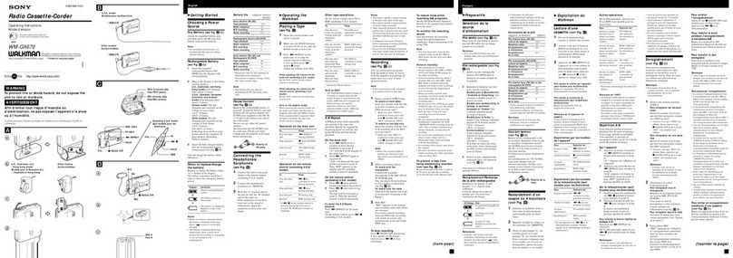 Sony Walkman WM-GX670 operating instructions