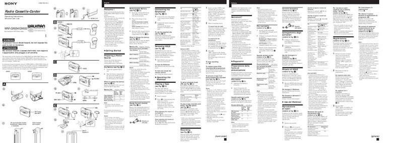 Sony Walkman WM-GX654 User manual Sony Walkman WM-GX654 User manual