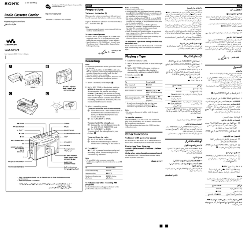 Sony Walkman WM-GX221 User manual