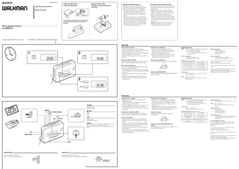 Sony Walkman WM-GX414 User manual