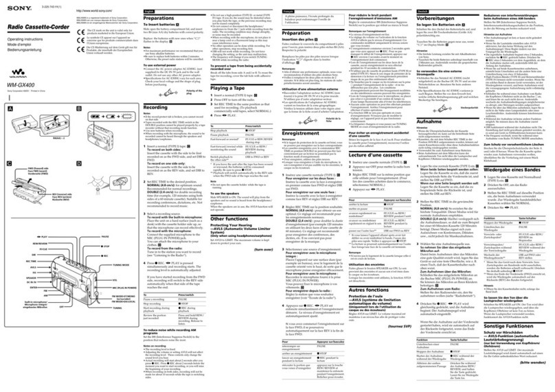 Sony Walkman WM-GX400 operating instructions