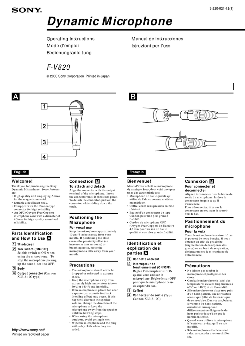 Sony FV 820 operating instructions