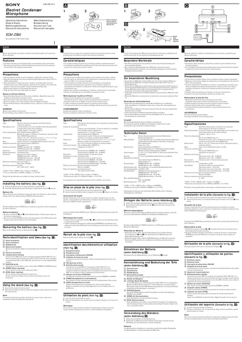 Sony ECM ZS90 User manual Sony ECM ZS90 User manual