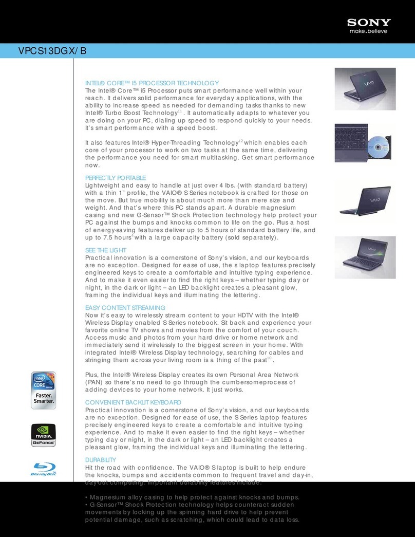 Sony VPCS13DGX/B Specifications