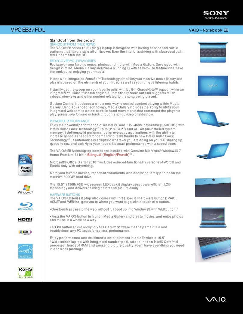 Sony VPCEB37FDL Specifications