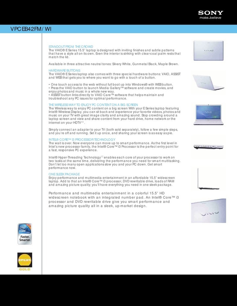 Sony VPCEB42FM/WI User manual