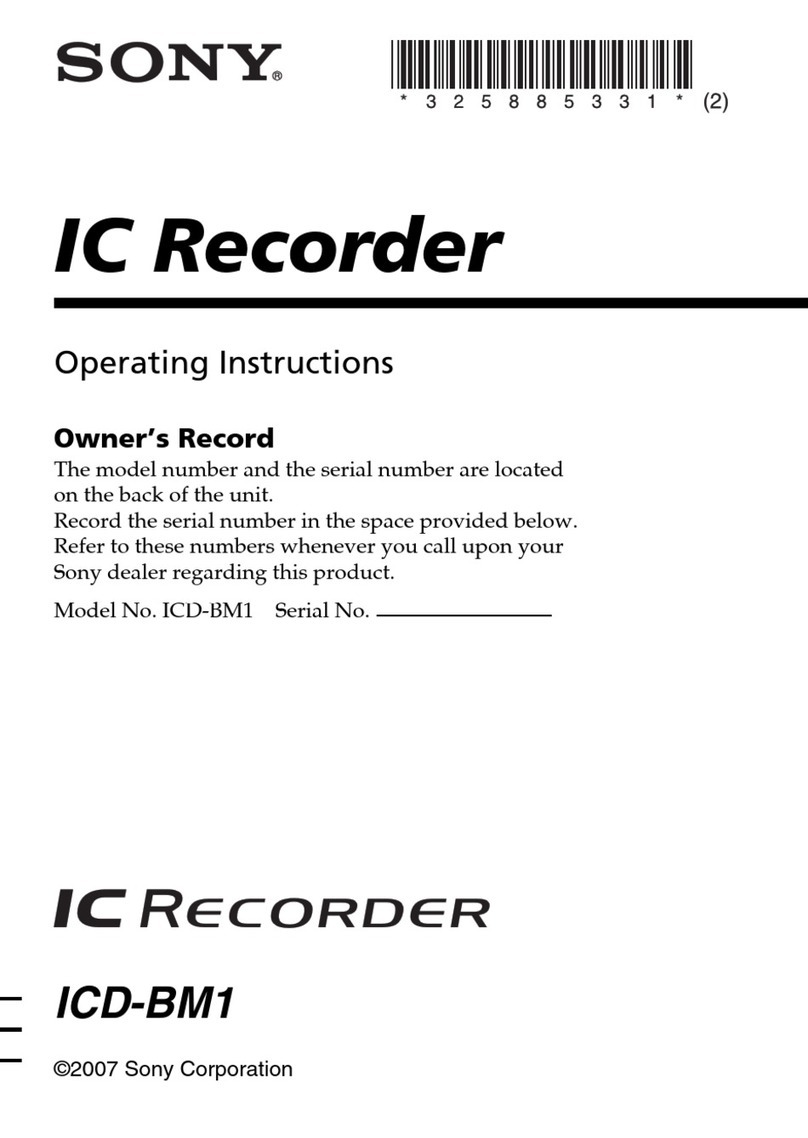 Sony ICD-BM1AVTP - Memory Stick Media Digital Voice... operating instructions
