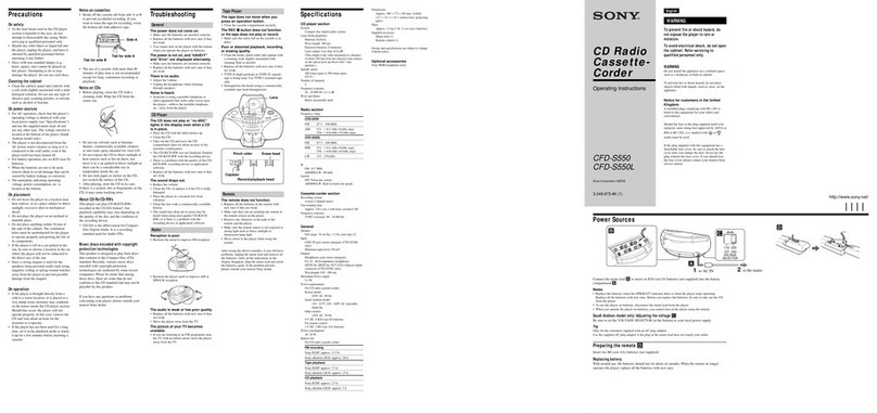 Sony CFD-S550 - Cd Radio Cassette-corder operating instructions