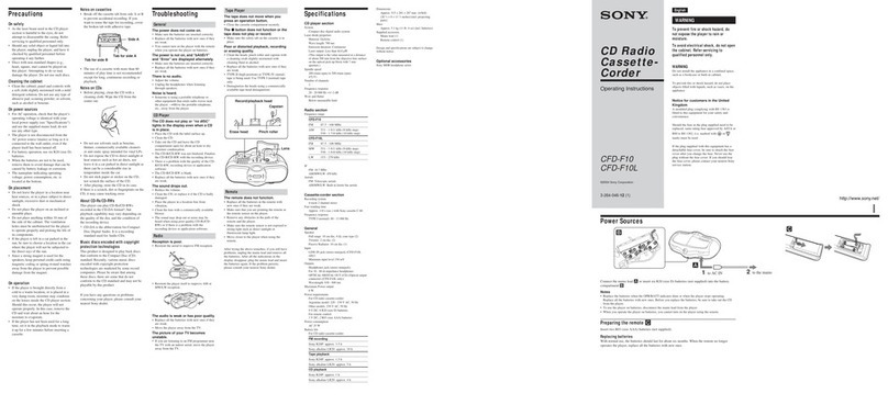 Sony CFD-F10 - Cd Radio Cassette-corder User manual