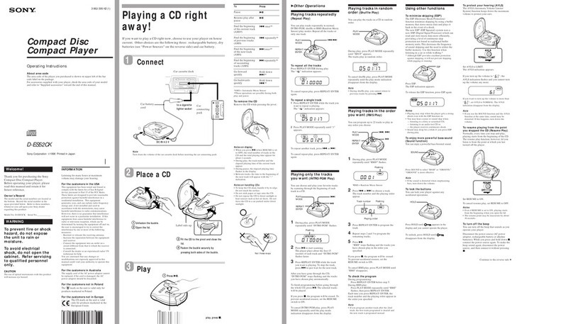 Sony CD Walkman D-ES52CK operating instructions