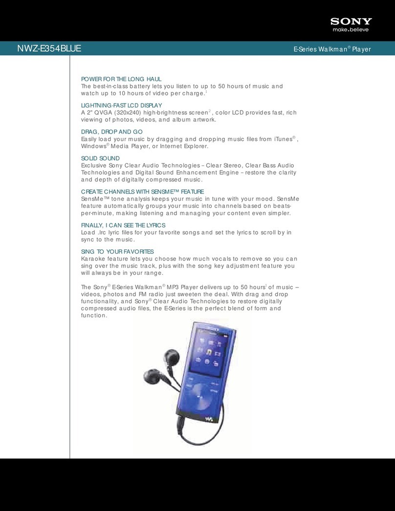 Sony Walkman NWZ-E354BLUE Specification sheet