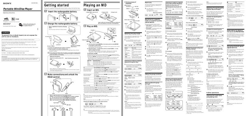 Sony Walkman MZ-E707 User manual