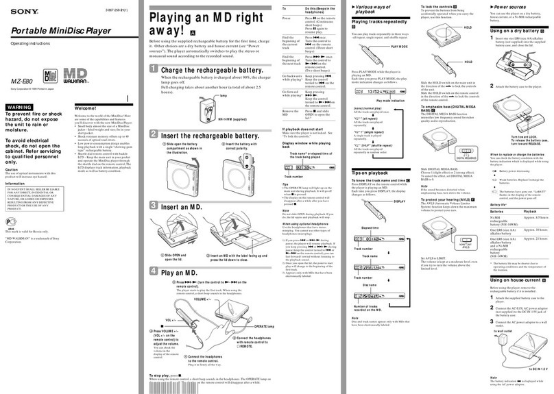 Sony MZ-E80 operating instructions Sony MZ-E80 operating instructions
