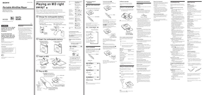 Sony MD Walkman MZ-E35 User manual