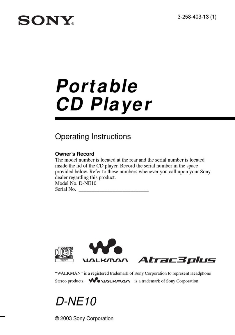 Sony D-NE710 - ATRAC3/MP3 CD Walkman Portable Disc... User manual