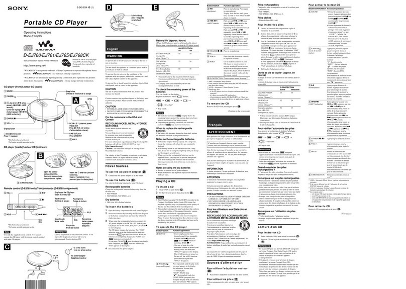 Sony WALKMAN D-EJ760 User manual