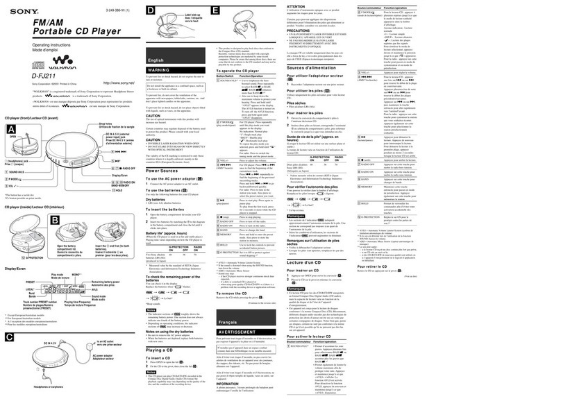 Sony Walkman D-FJ211 User manual