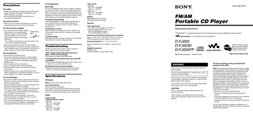Sony Walkman D-FJ003 User manual