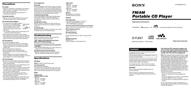 Sony Walkman D-FJ041 User manual