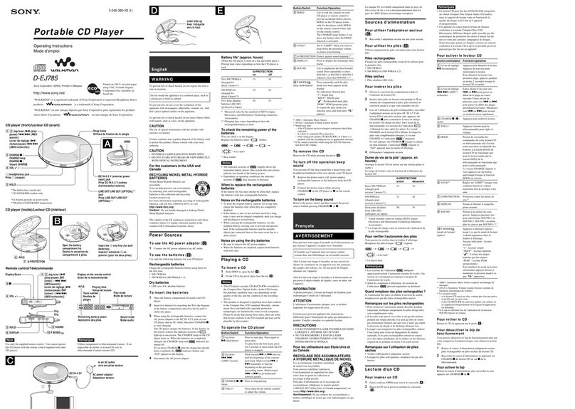 Sony Walkman D-EJ785 User manual