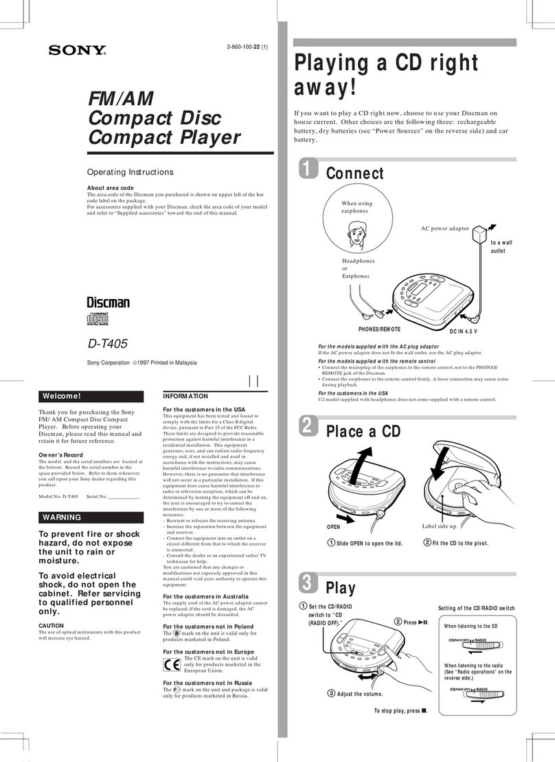 Sony Discman D-T405 User manual