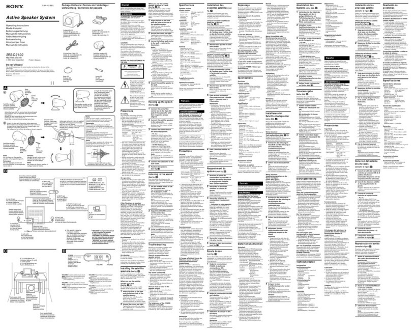 Sony Operating Instructions SRS-D200 operating instructions