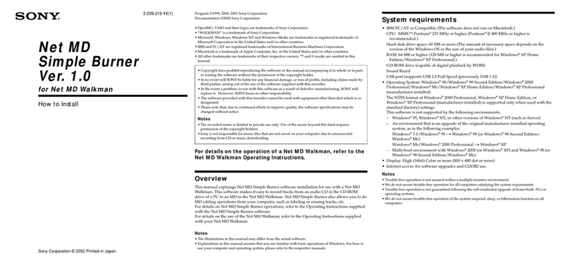 Sony MZ-N10 installation instructions
