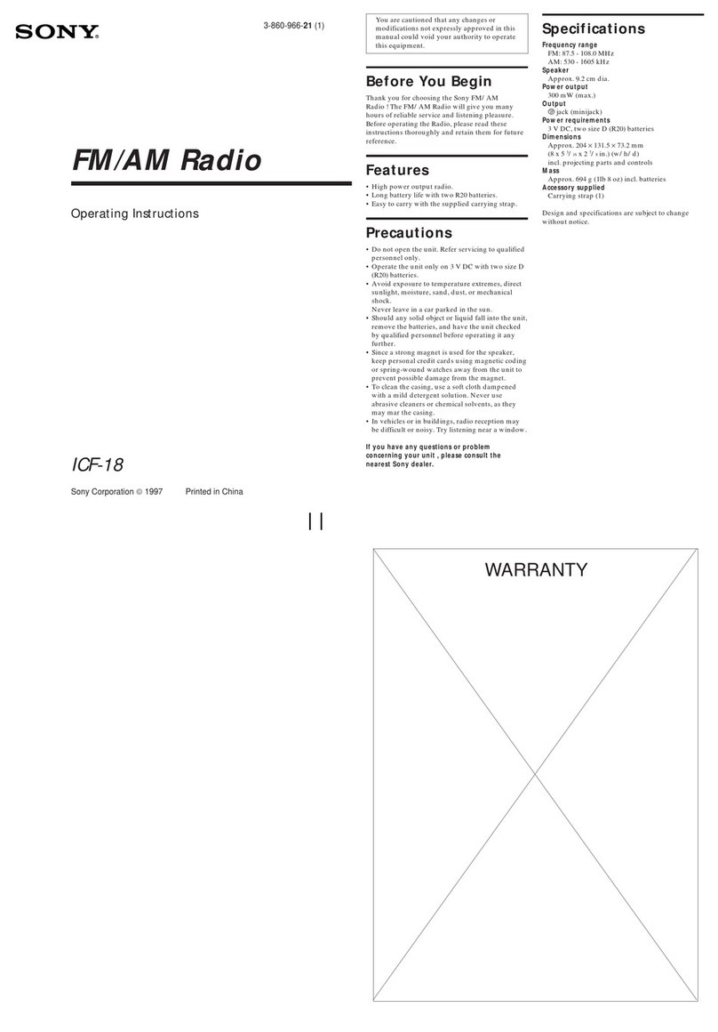 Sony ICF-18 operating instructions
