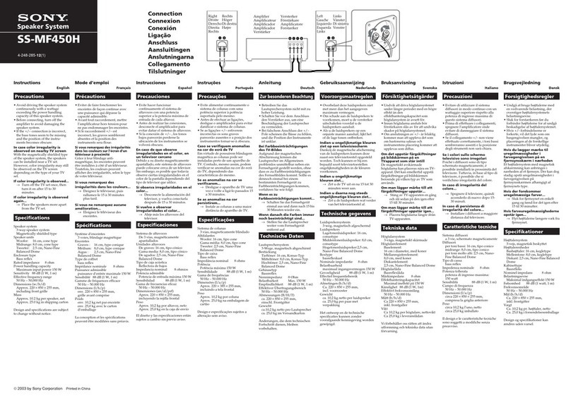 Sony SS-MF450H Quick start guide