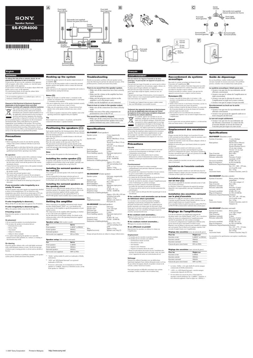 Sony SS-FCR4000 owner's manual