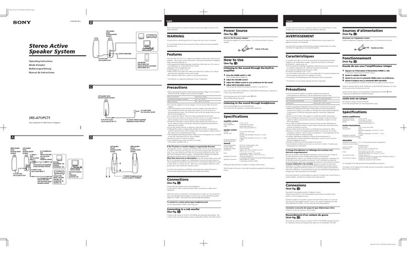 Sony SRS-A71 operating instructions
