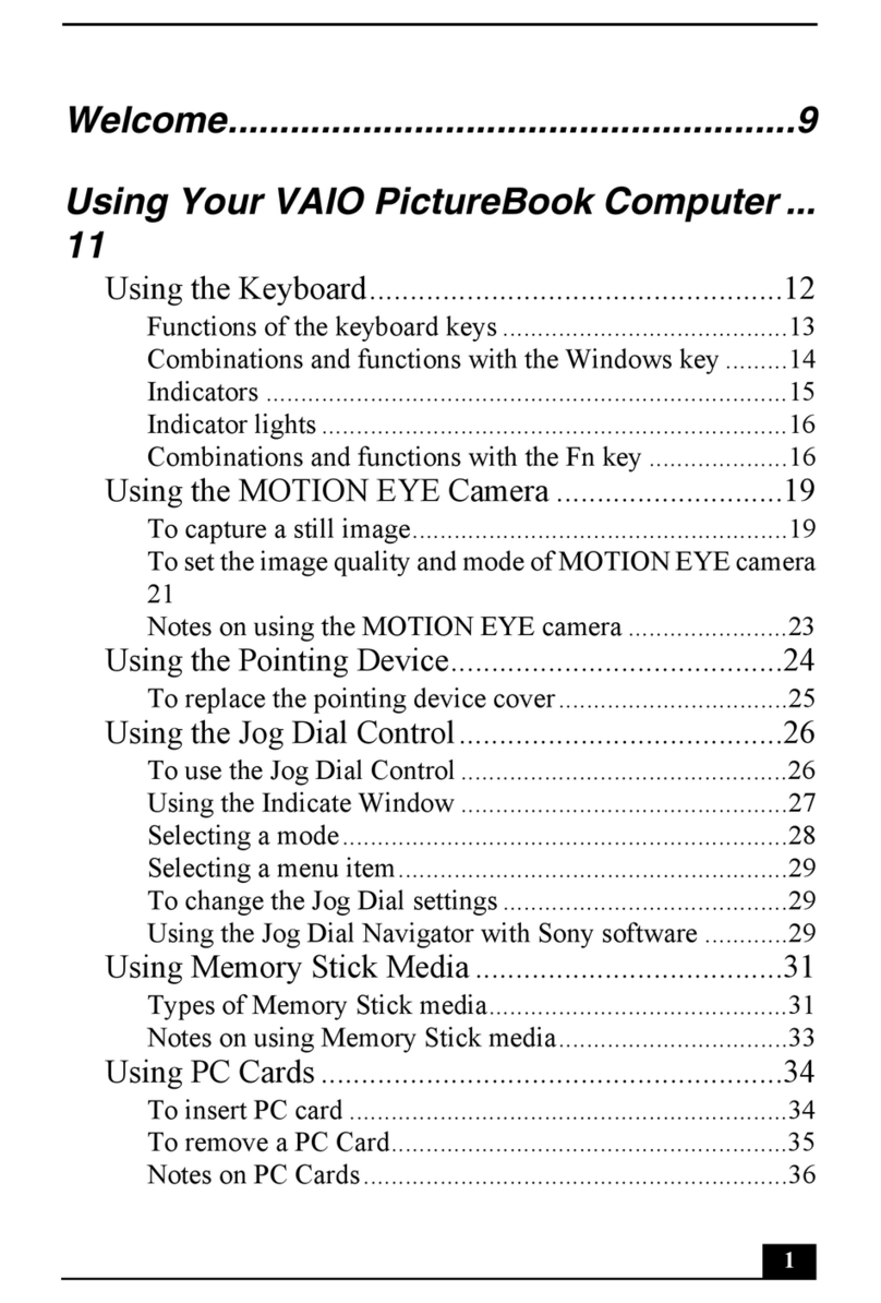 Sony VAIO Viao PictureBook Computer User manual