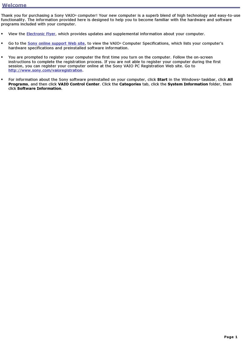 Sony VAIO VGCRB40 User manual