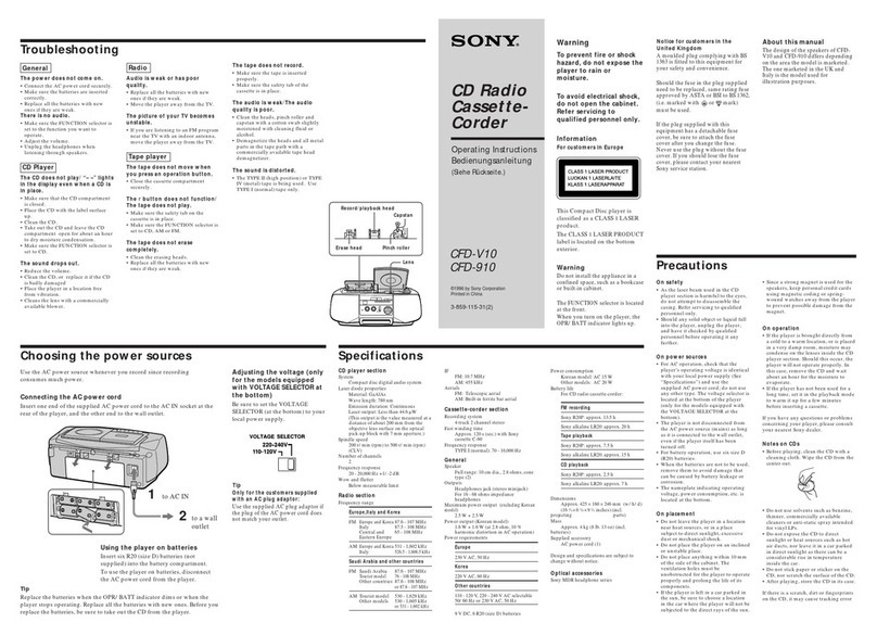 Sony CFD-910 User manual