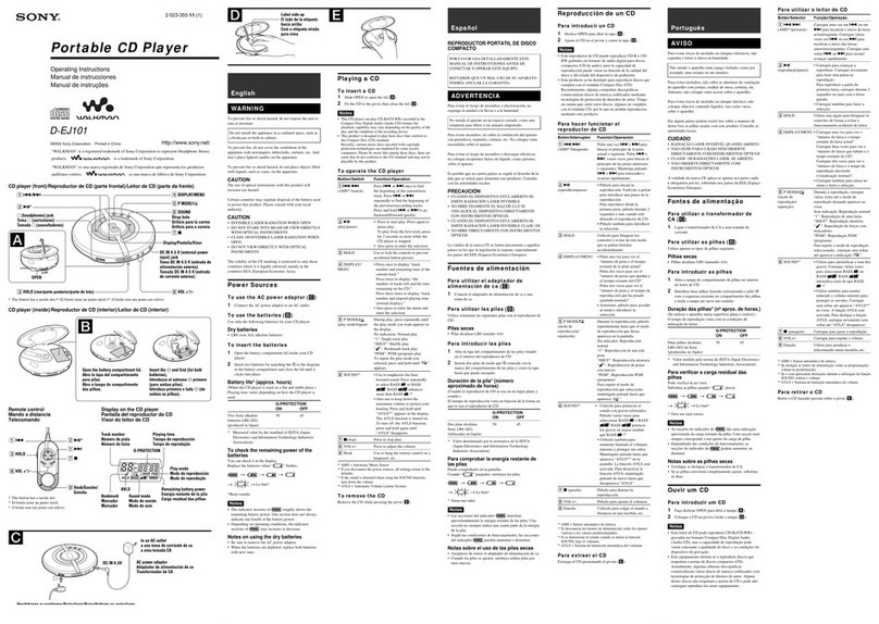 Sony Walkman D-EJ101 User manual