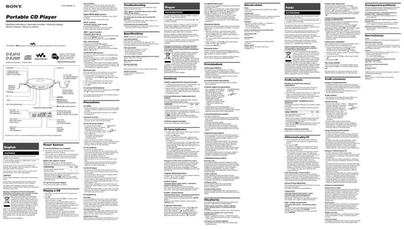 Sony Walkman D-EJ010 User manual