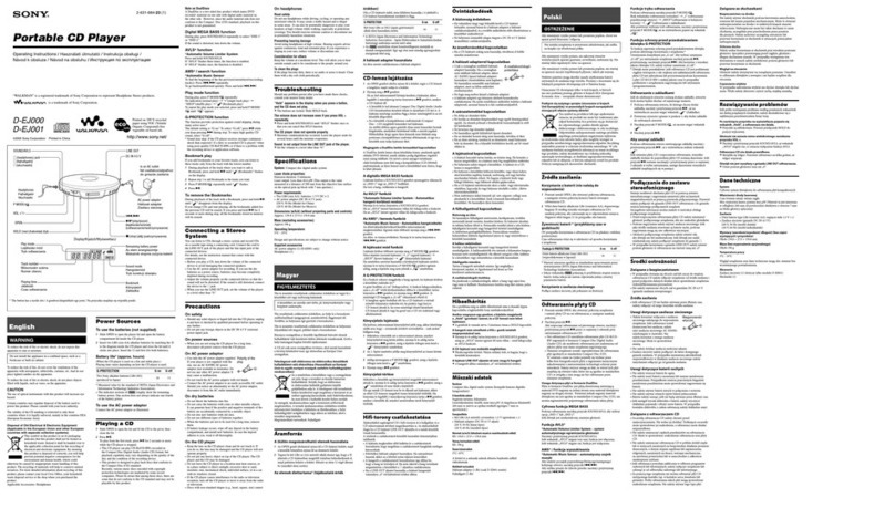 Sony Walkman D-EJ001 User manual